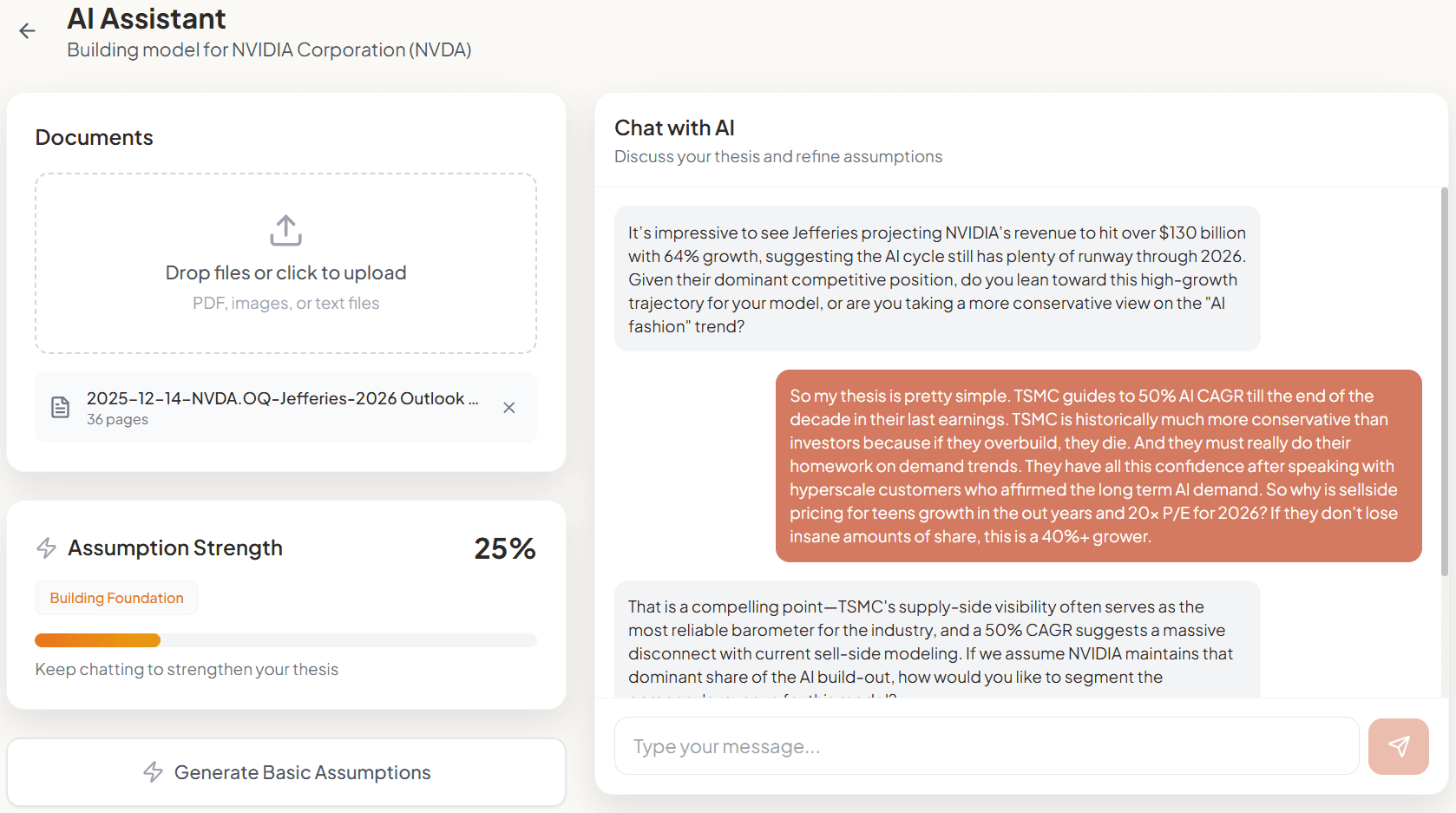 AI assistant helping fill model inputs